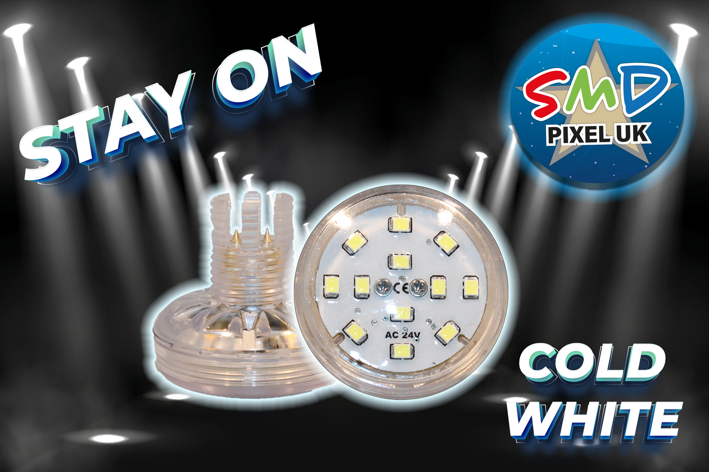 COLOR: SINGLE COOL WHITE POWER: 3w LEDs: 14 LEDs (10 front and 4 rear) SIZE: L45MM X H50MM VOLTAGE: 24V IP: IP67 SMD SIZE: 3535 SMD RUN PROGRAM: AUTO