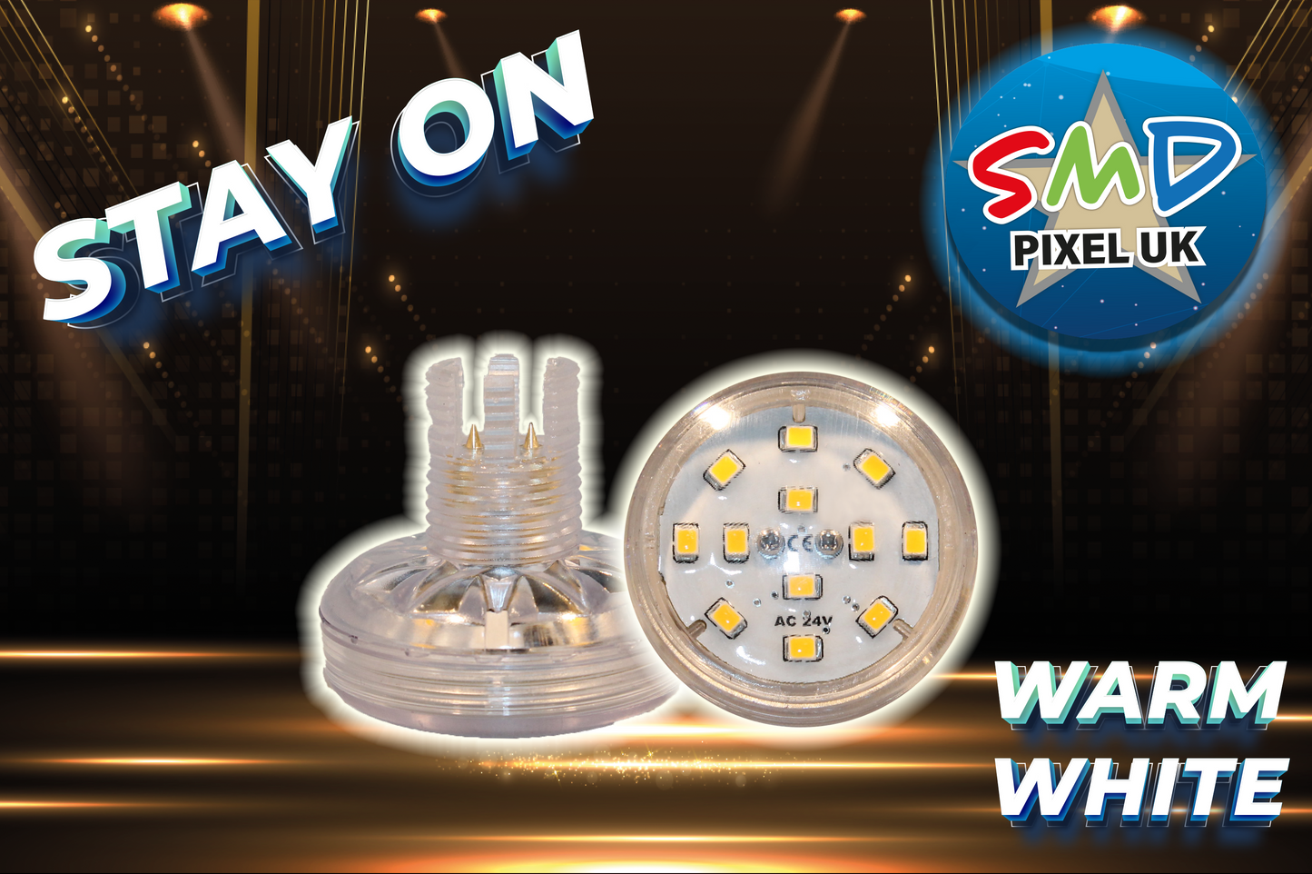 COLOR: WARM WHITE POWER: 3w LEDs: 14 LEDs (10 front and 4 rear) SIZE: L45MM X H50MM VOLTAGE: 24V IP: IP67 SMD SIZE: 3535 SMD RUN PROGRAM: N/A